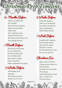 Christmas Prep Timeline Checklist